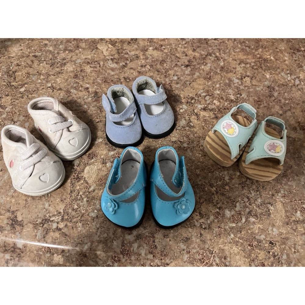 Lot of 4 American Girl BITTY BABY Doll Beach Shoes, Sandals Sneakers